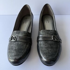 Life Stride Women's Soft Gray Low Heel Slip On Loafers Shoes Sz 11